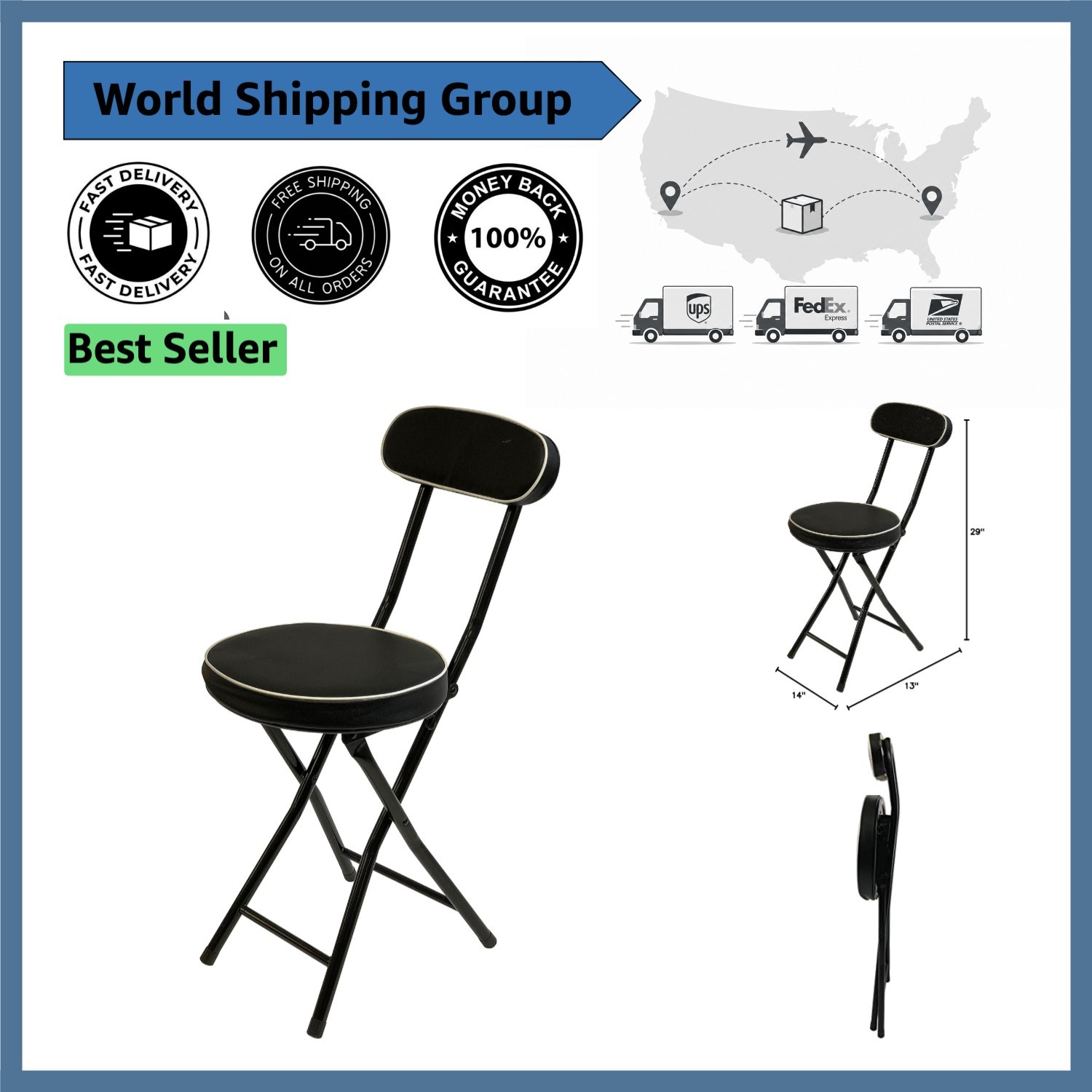 Lightweight Foldable Stool with Padded Seat – Ideal for Indoor & Outdoor Use