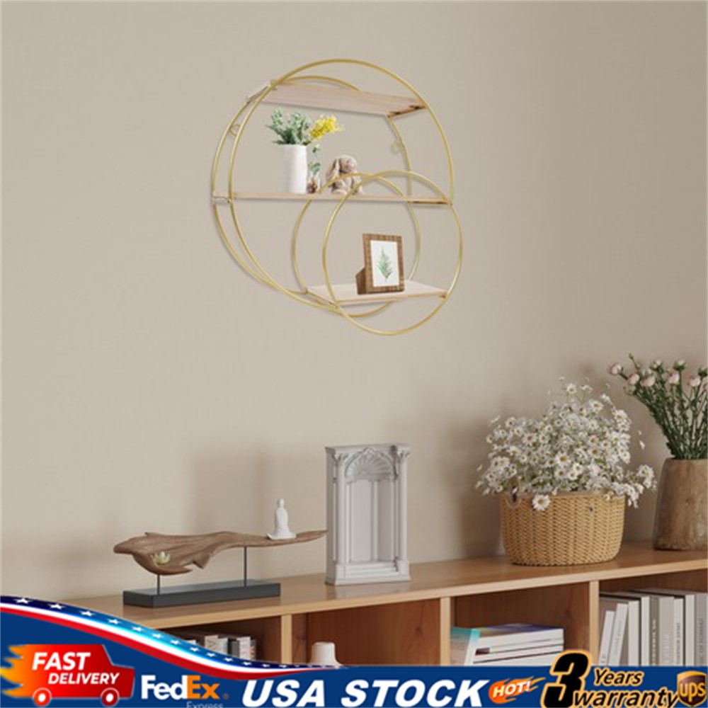 Wall Mounted Circular Storage Rack 10 x 33cm Shelf, 3-tier Storage Display Rack