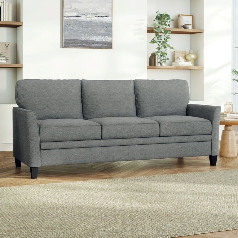 Mainstays Kensington Modern 3 Seat Sofa Couch Living Room Furniture Gray Beige