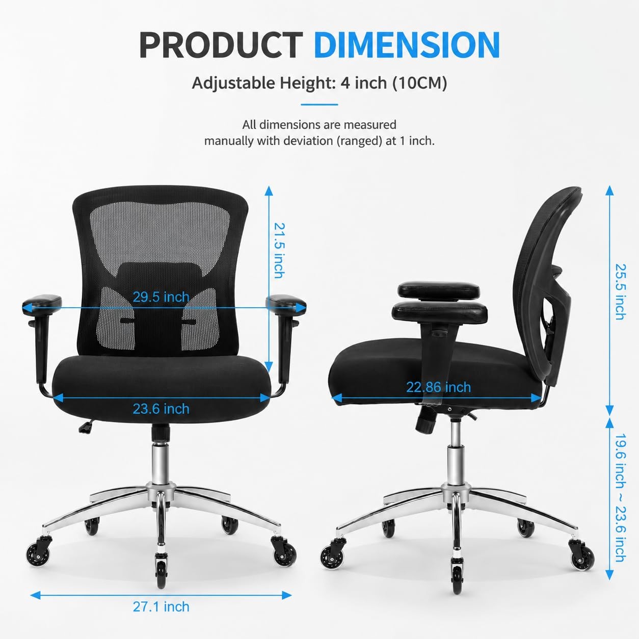 Bigroof Big and Tall Office Chair 600lbs, Black