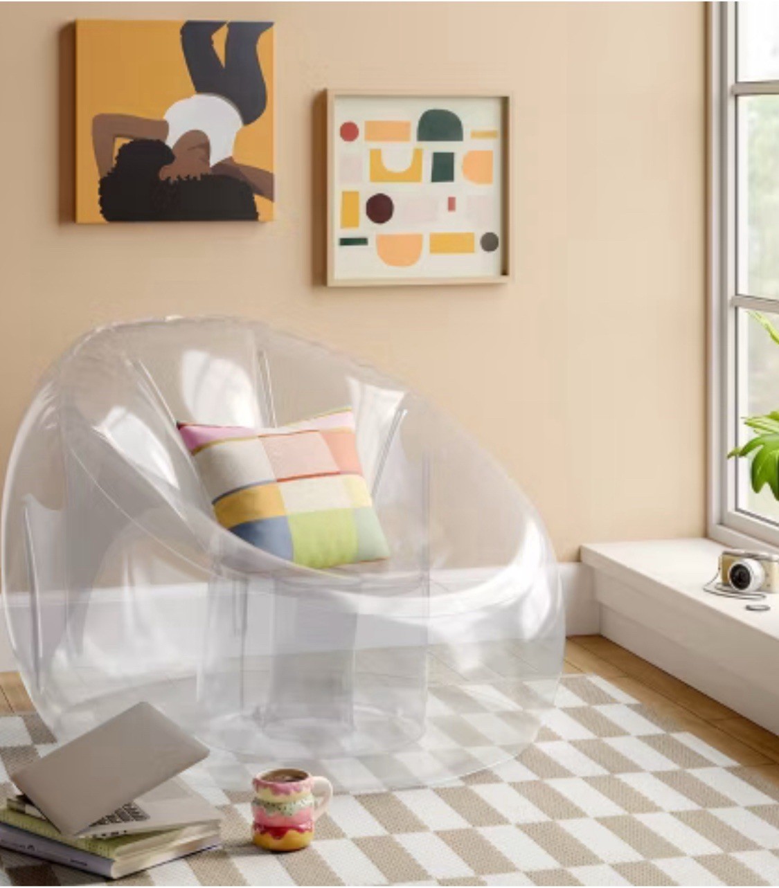 Inflatable Novelty Dorm Chair Clear – Room Essentials: PVC Material, Indoor