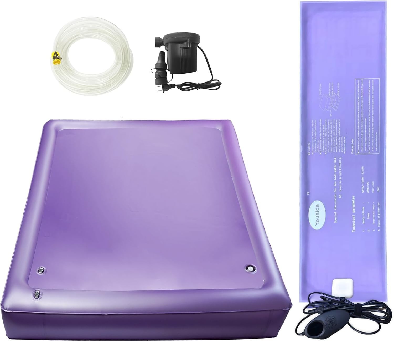 Free Flow Full Wave Water Bed Mattress – PVC Purple Softside Water Bed (Queen)