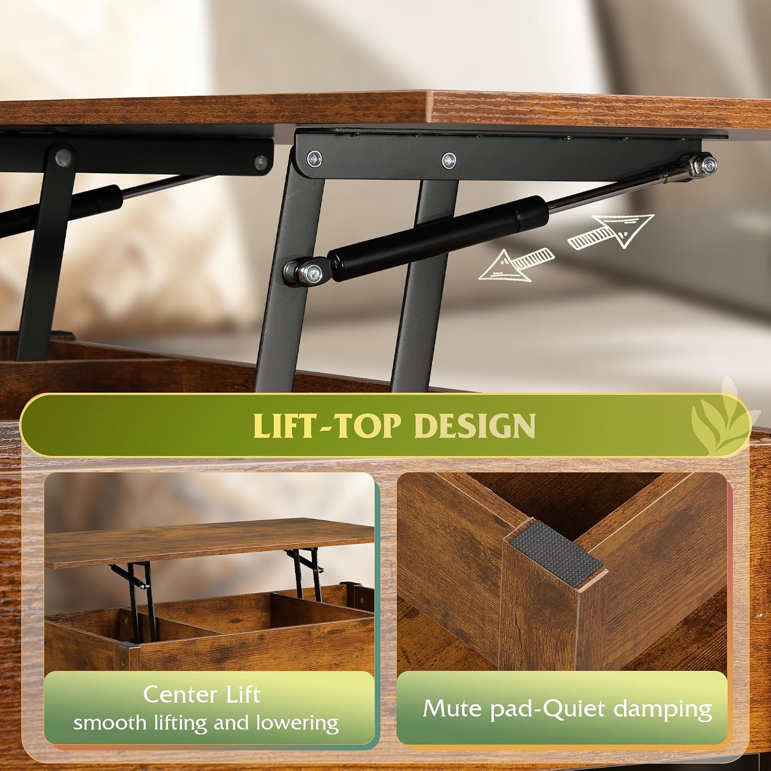 Coffee Table, Lift Top Coffee Table with 2 Drawers, Large Storage and Open Shelf