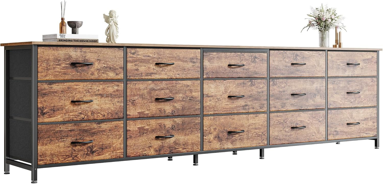 78.7 Inch Long Dresser for Bedroom, 15 Drawer Fabric Dresser for Closet, Large T