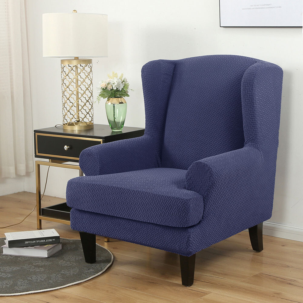 2-Piece Stretch Wing Chair Cover Wingback Sofa Covers Elastic Armchair Slipcover