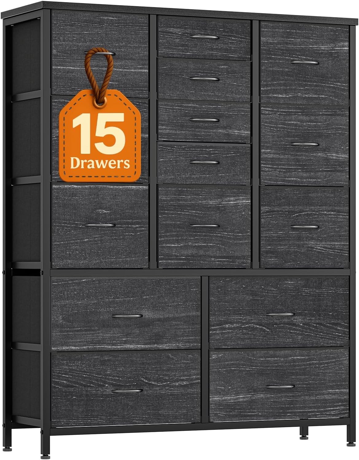 15 Drawers Dresser for Bedroom Chest Organizer Storage Tower with Fabric Bins