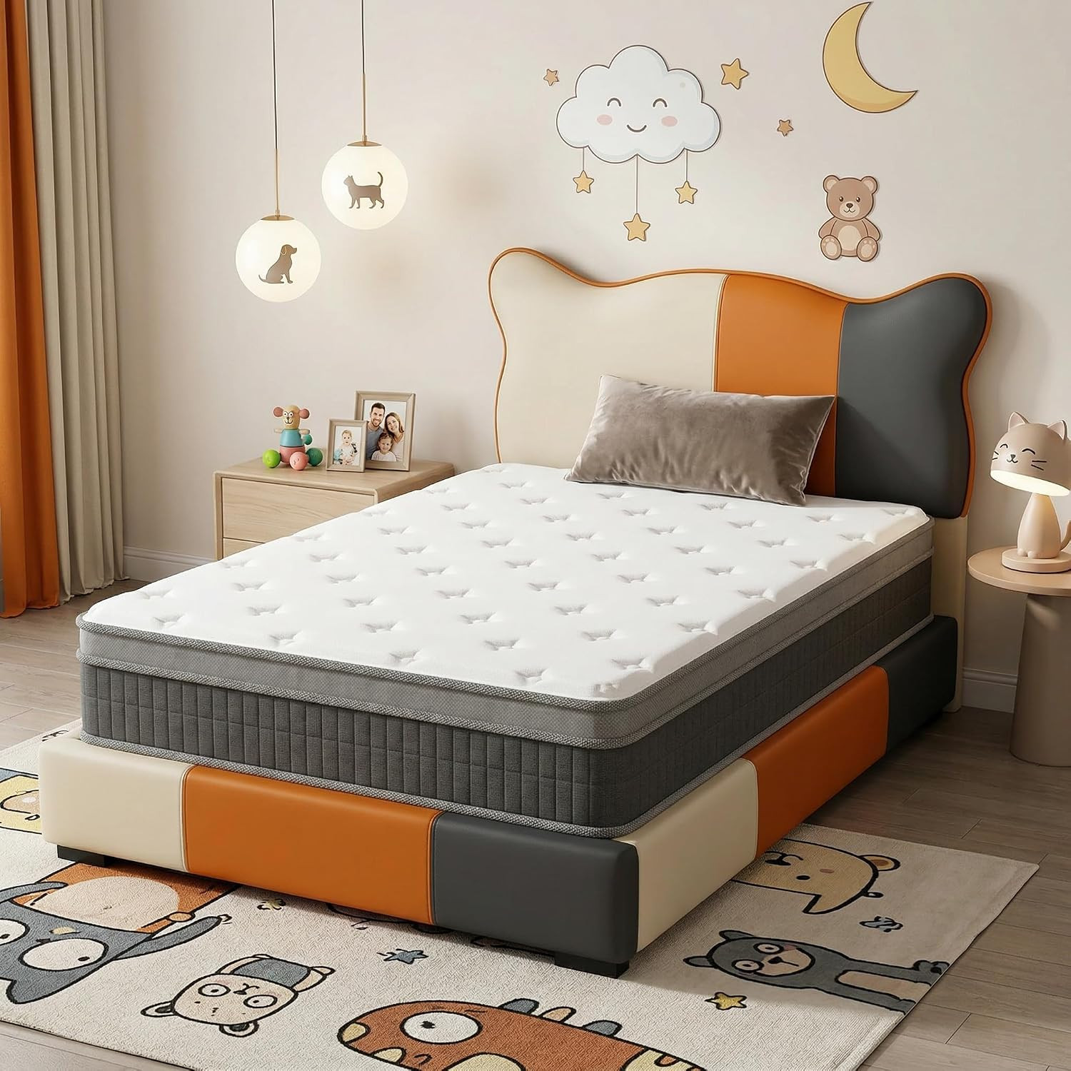 12 Inch Twin Size Mattress, Medium Firm Zoned Coil and Memory Foam