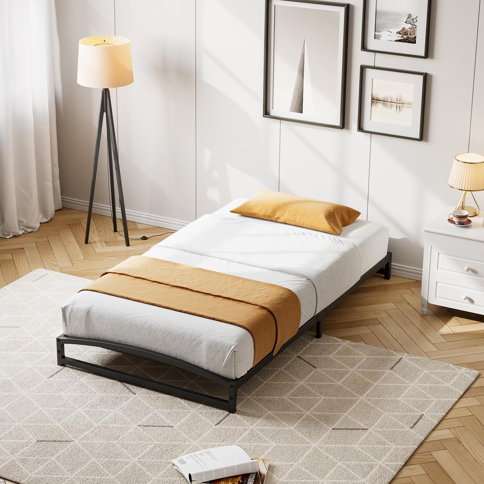 King/Queen/Full/Twin Metal Platform Bed Frame, Heavy Duty Low Profile Bed Frame