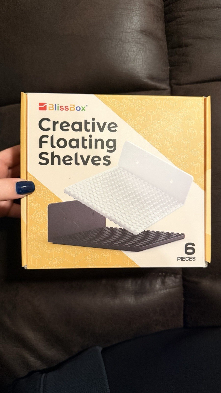 BlissBox Floating Shelves Set of 6 Wall Mounted Plastic White for Books
