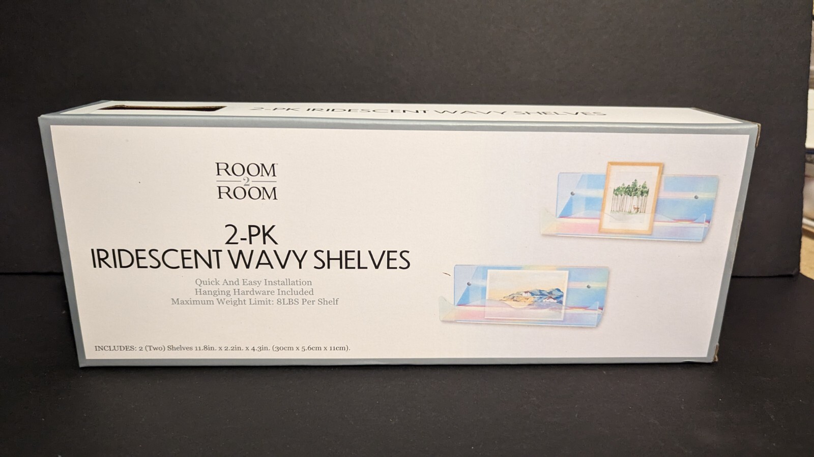 2 Pack Iridescent Wavy Wall Shelves NIB