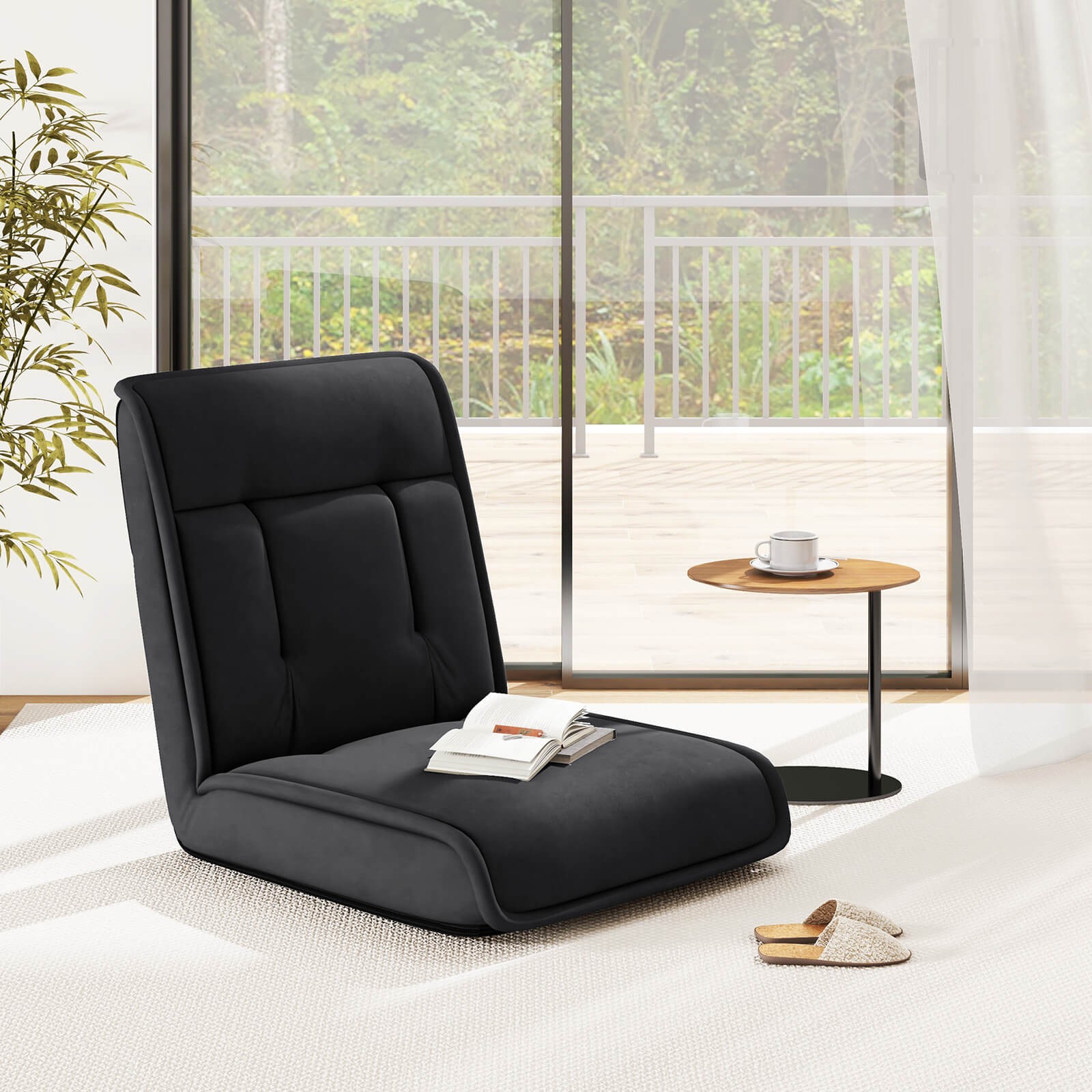 Folding Floor Chair Convertible Lazy Sofa Chair with Adjustable Backrest