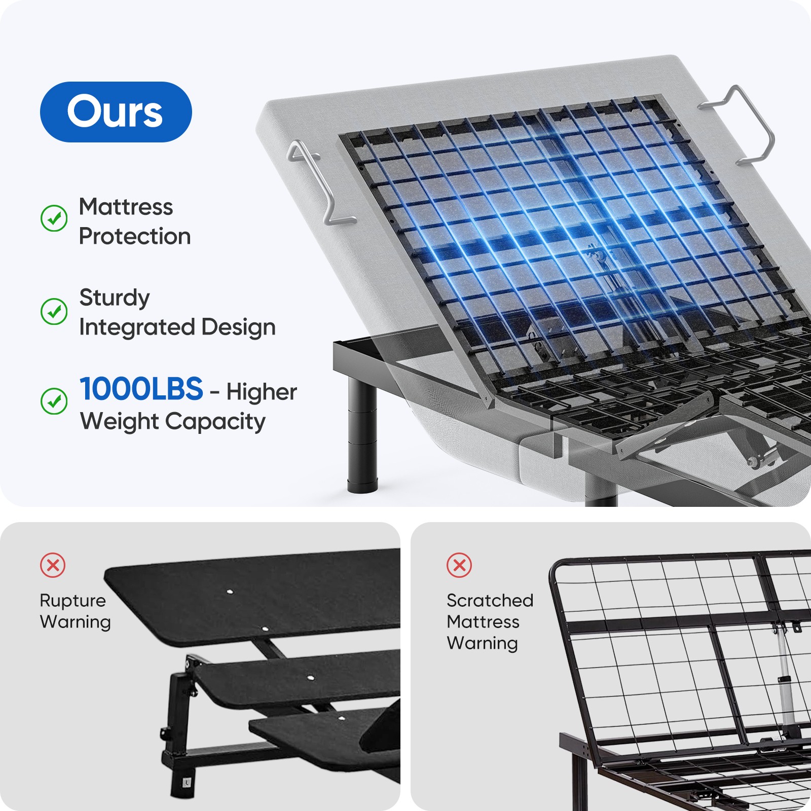Adjustable Bed Frame Wireless Remote Electric Massage Full Queen King TXL Size