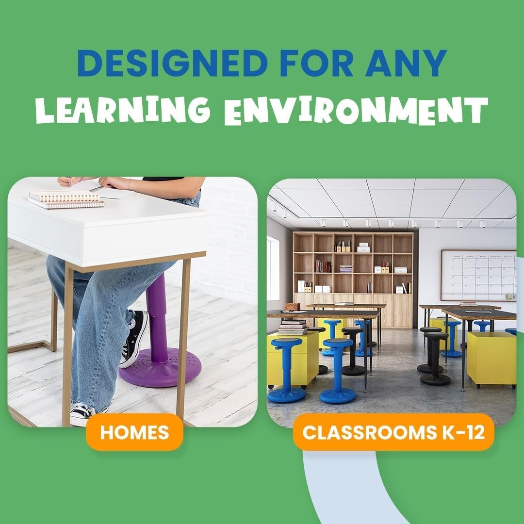 ActiveChairs Adjustable Wobble Stool, Flexible Classroom Seating, Improves Fo…
