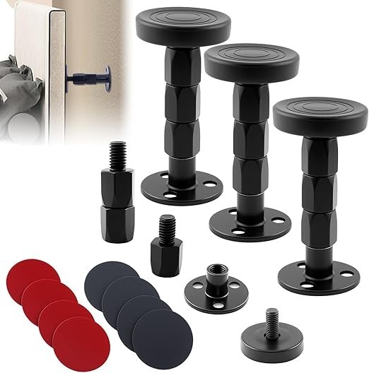 4 Pack Adjustable Headboard Stoppers Anti-Shake Stabilizers 1.0–4.0 in Black Set