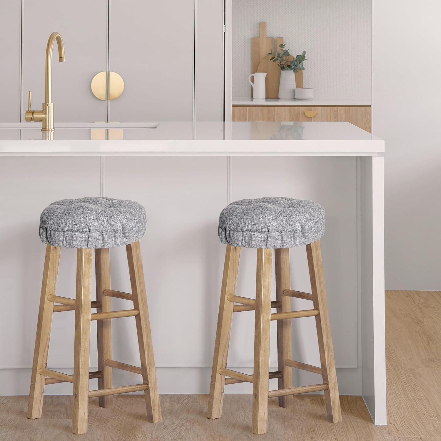 Bar Stool Covers – Set of 2 Round Bar Stool Seat Covers, Soft and Cushioned