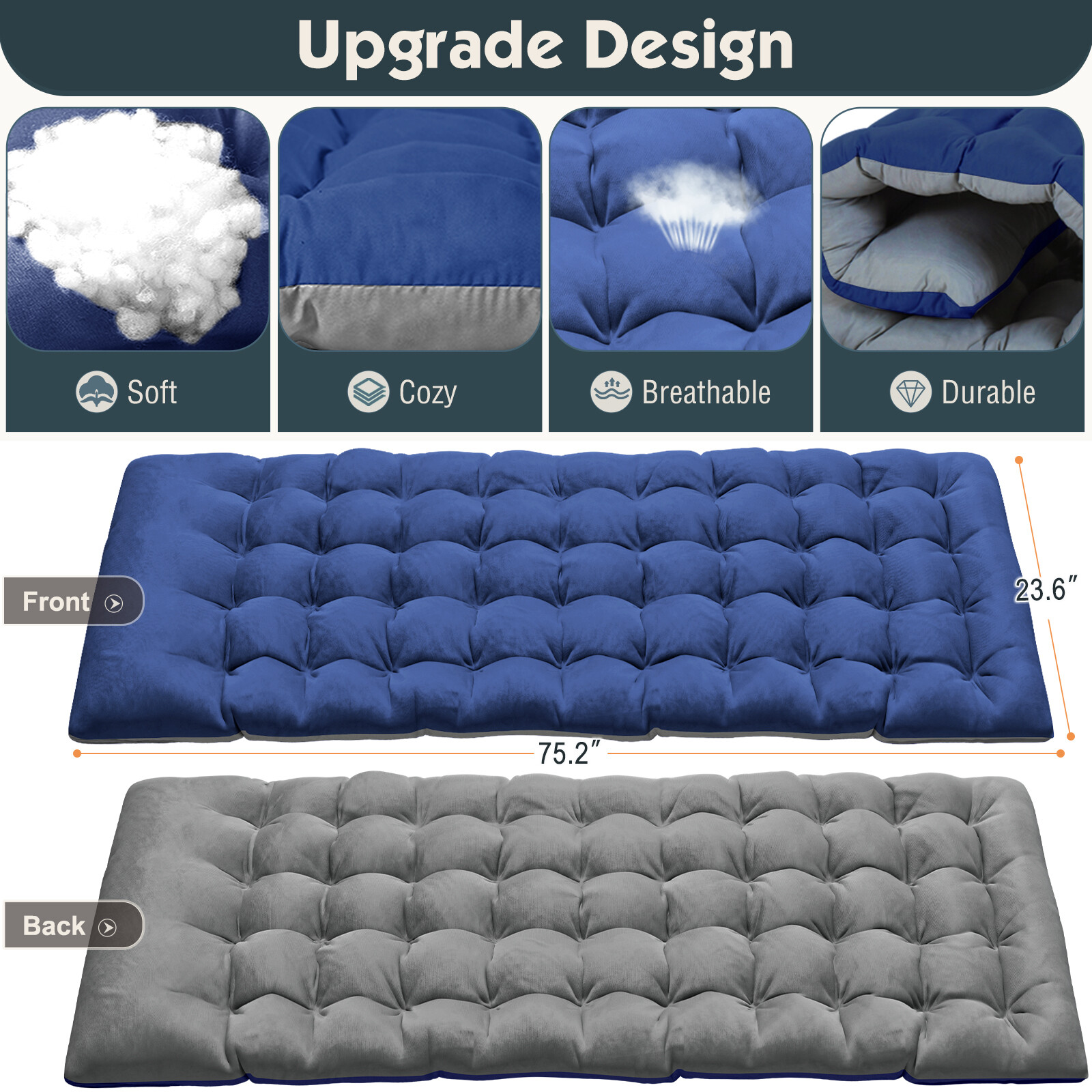 NAIZEA Camping Cot 4 Gears Adjustable Folding Chaise Chair Bed w/Mattress Pillow
