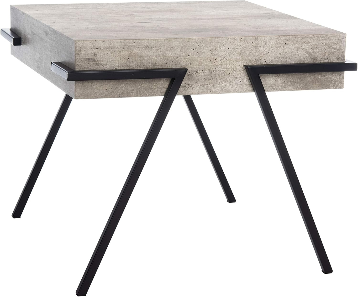 Modern Industrial Light Grey & Black Square Accent Table by Home