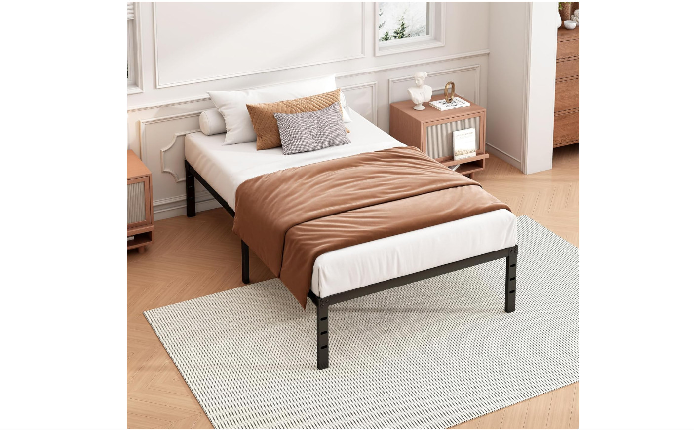 Metal Bed Frame,Twin Size Bed Frame with Storage Space,Heavy Duty Sturdy