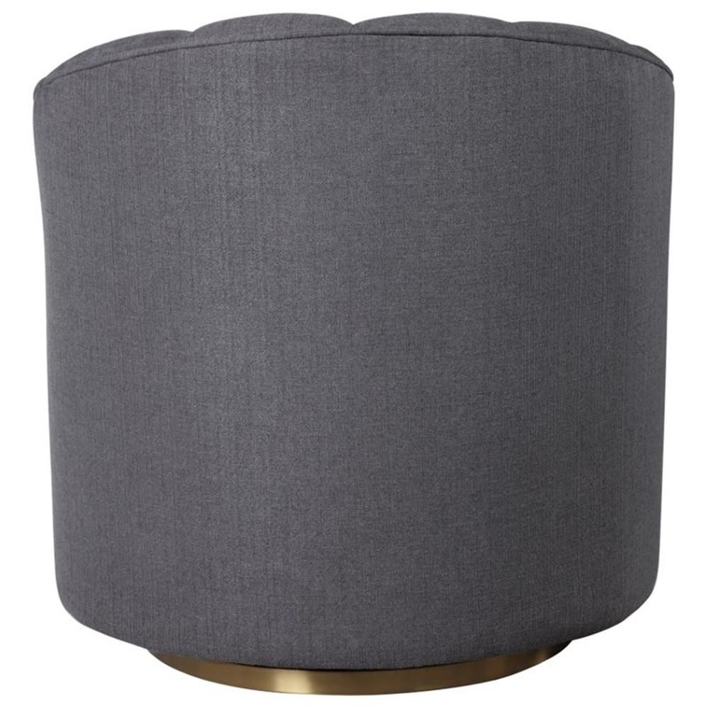 Uttermost Cuthbert Wood Stainless Steel and Fabric Swivel Chair in Brushed Brass