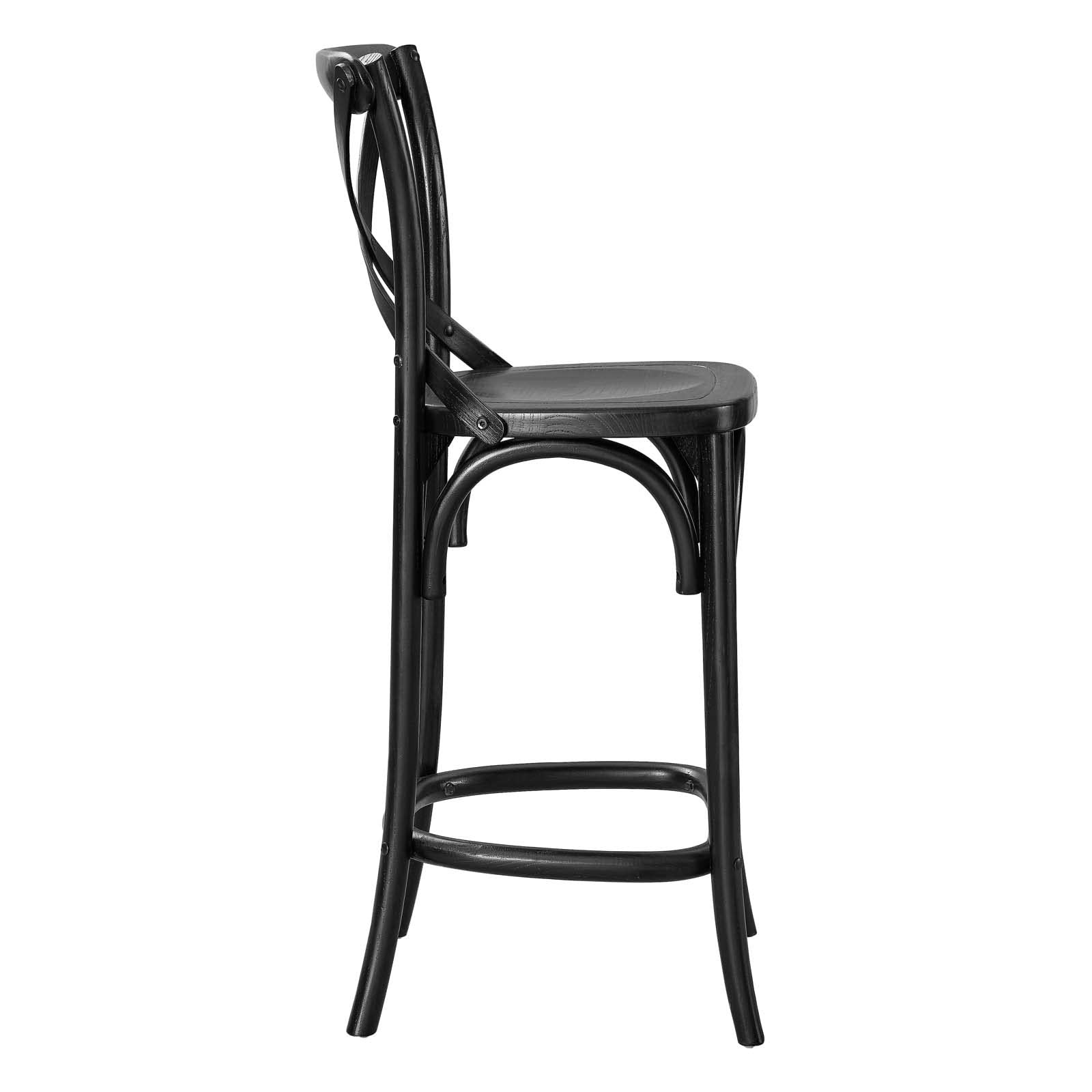 Modway Gear 39.5″ Modern Style Elm Wood Counter Stool in Black Finish
