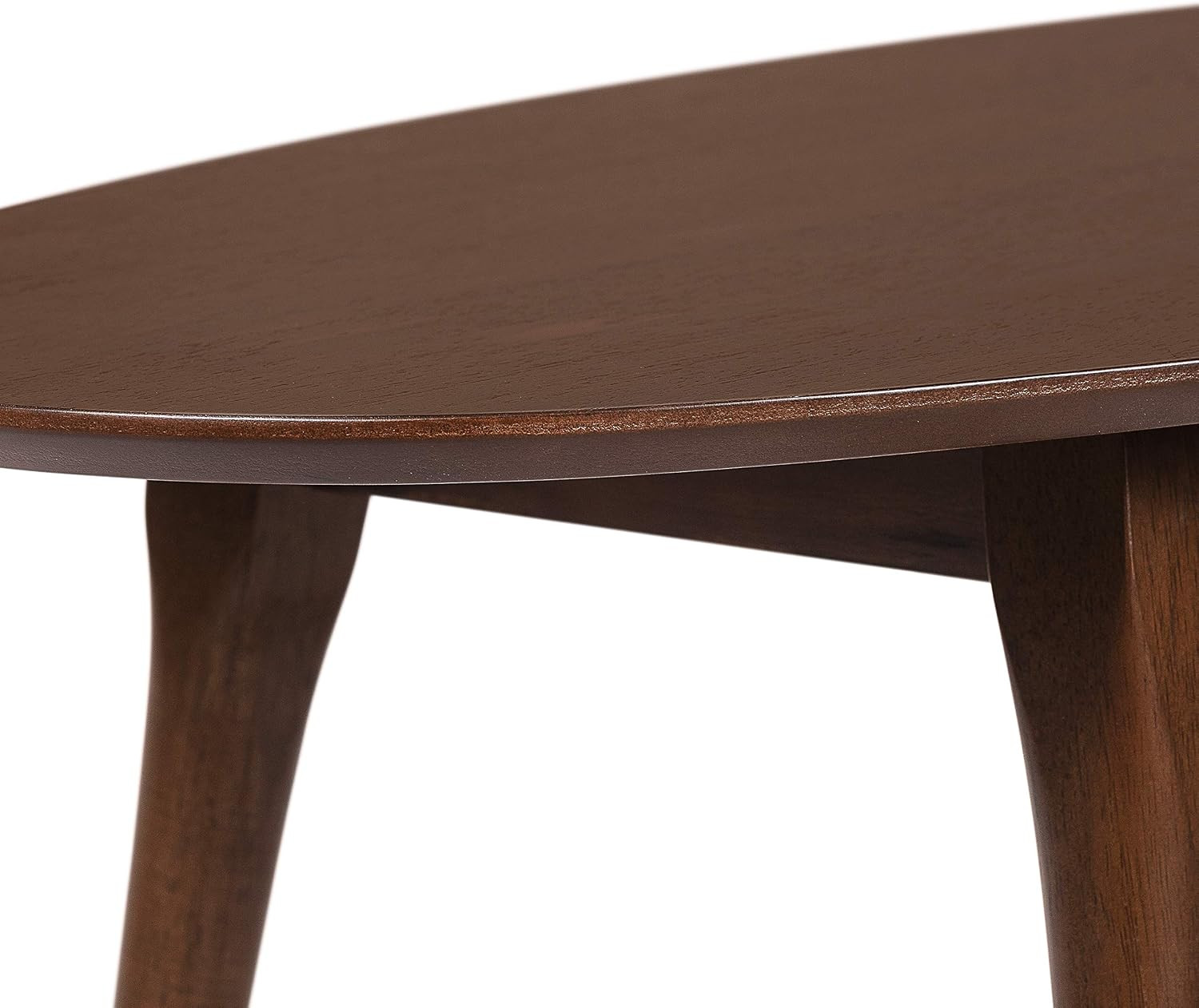 Clemintine Oval Coffee Table, Mid-Century Modern Wood Cocktail Table with Walnut