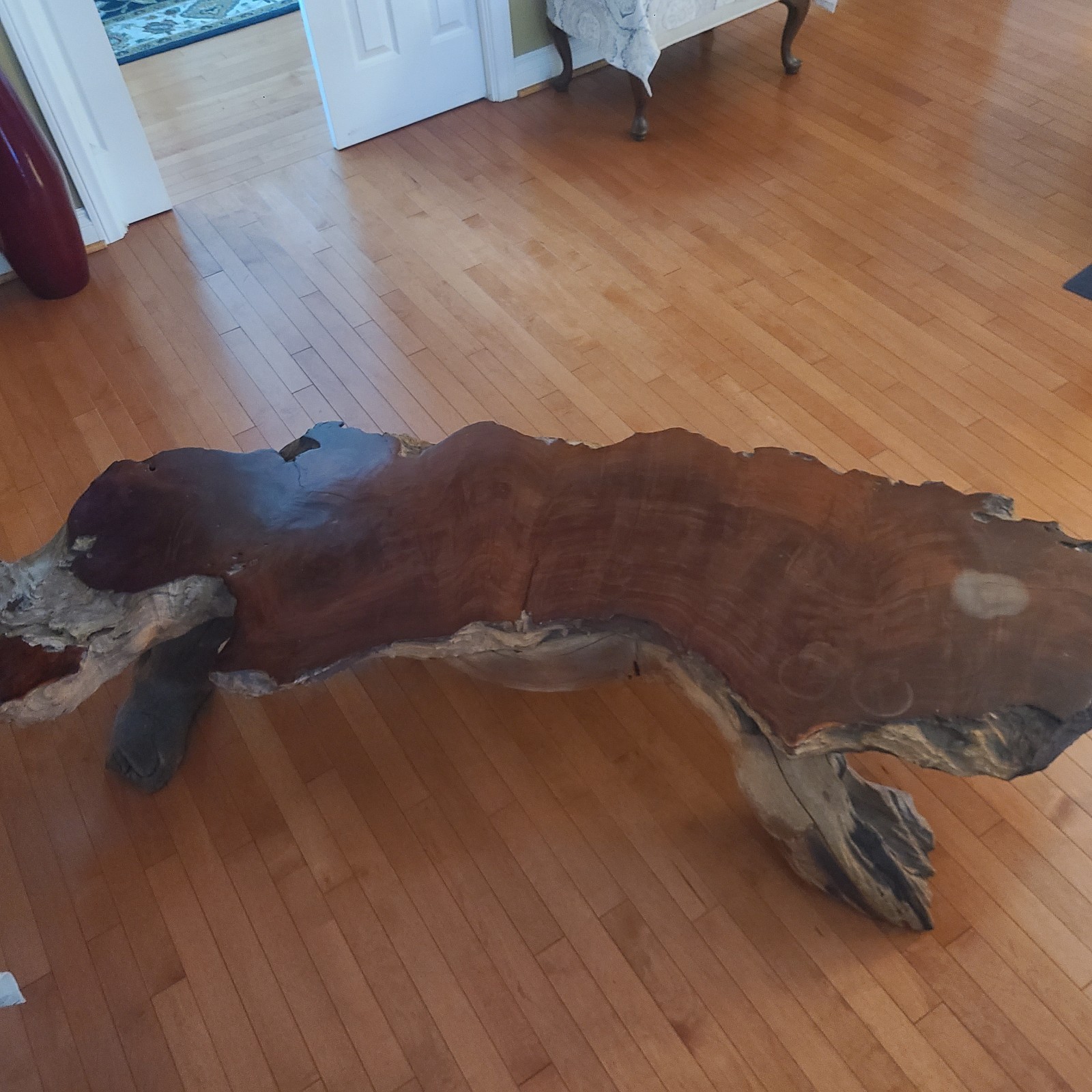 C. 1960s Burled Redwood Free-Form Coffee tabl2e 24x60x16 in