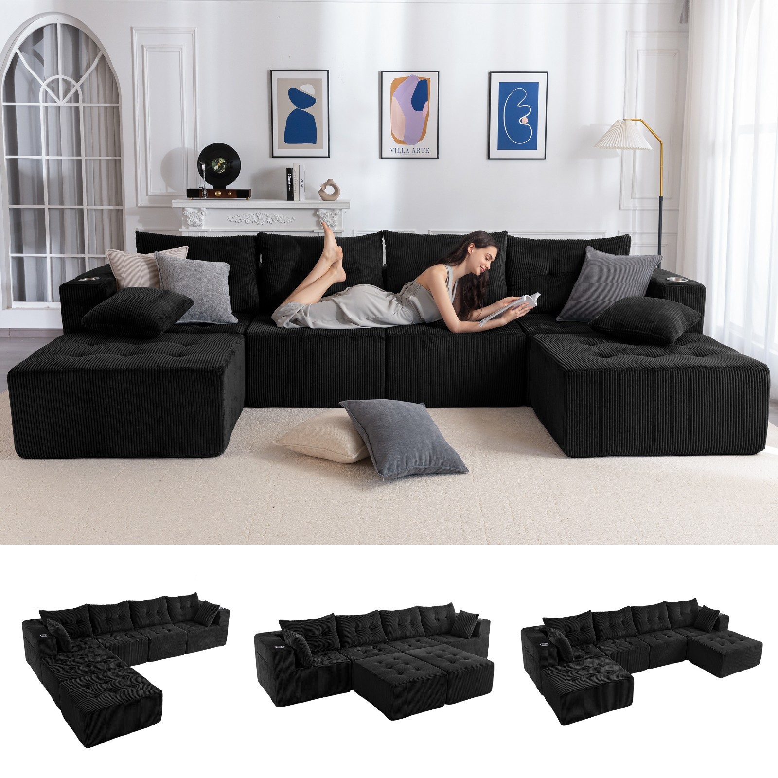 MAXYOYO Cloud Modular Sofa ,Versatile Sectional Couch Sofa with Ottoman