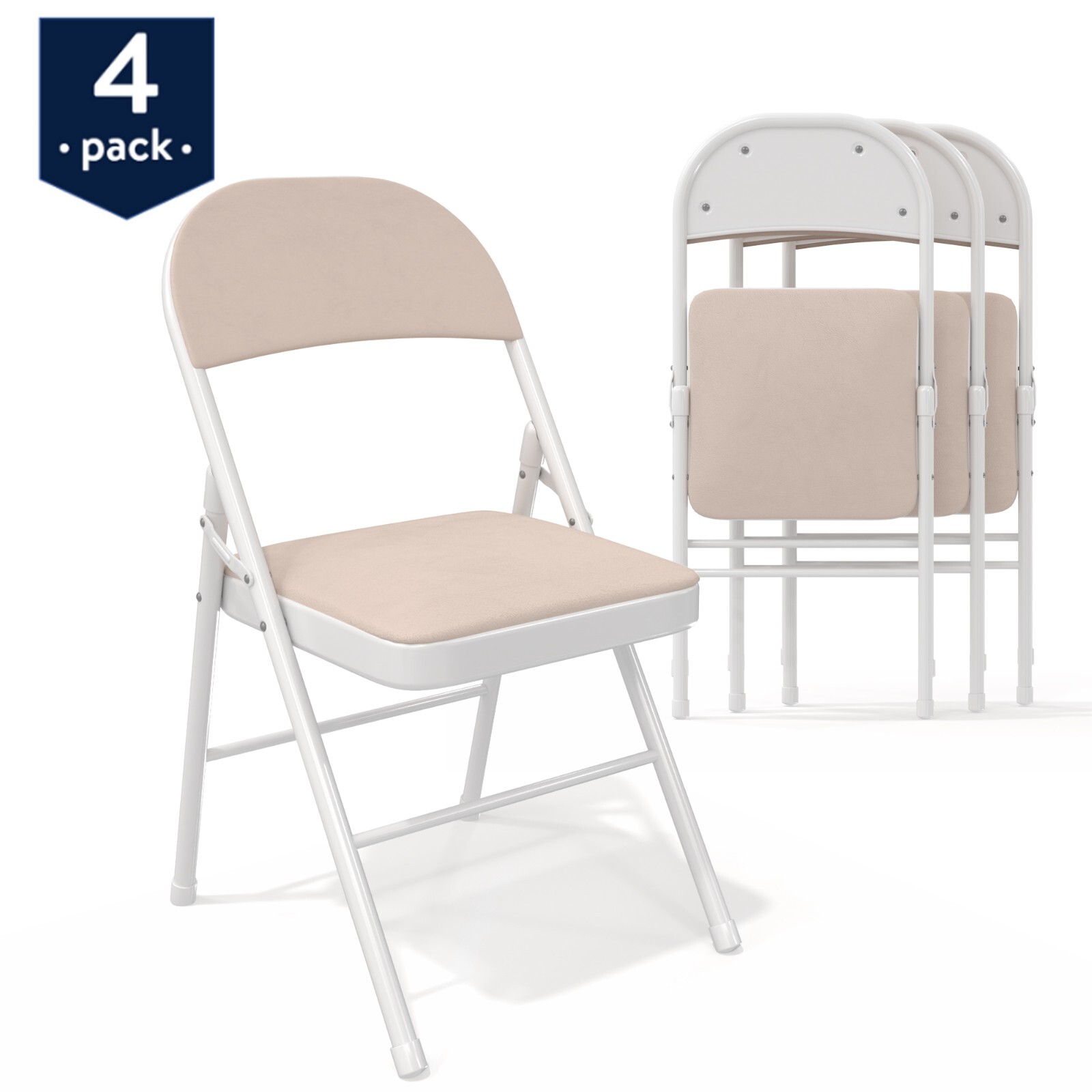 5 Pcs Portable Folding Card Table Square and Chairs Set with Vinyl Upholstery