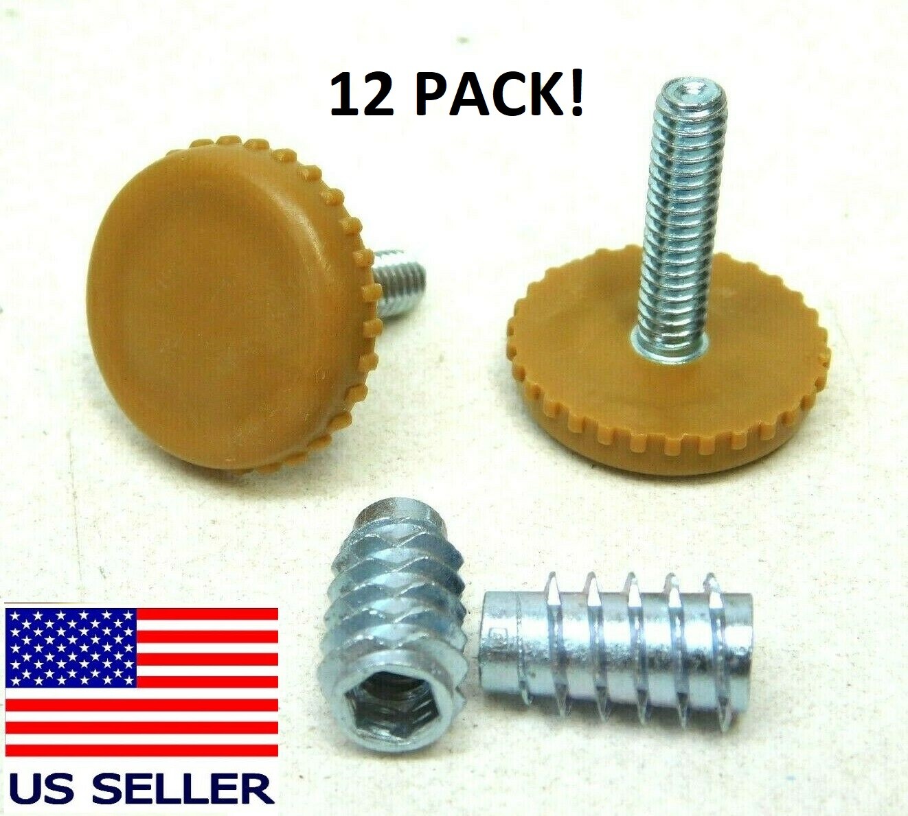 12 Threaded Adjustable Chair Floor Glide FEET +INSERTS 1/4-20 x 1″ x 1-1/8″
