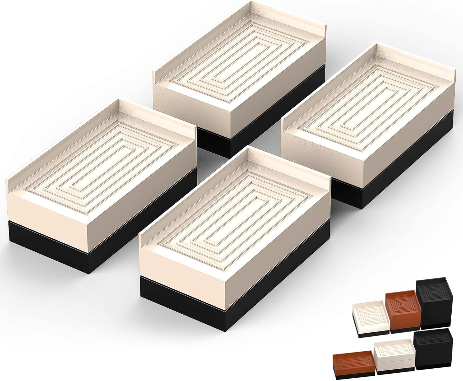 Non-Slip Shock-Absorbing Furniture Risers – Heavy Duty, 4 Pack for Versatile Use
