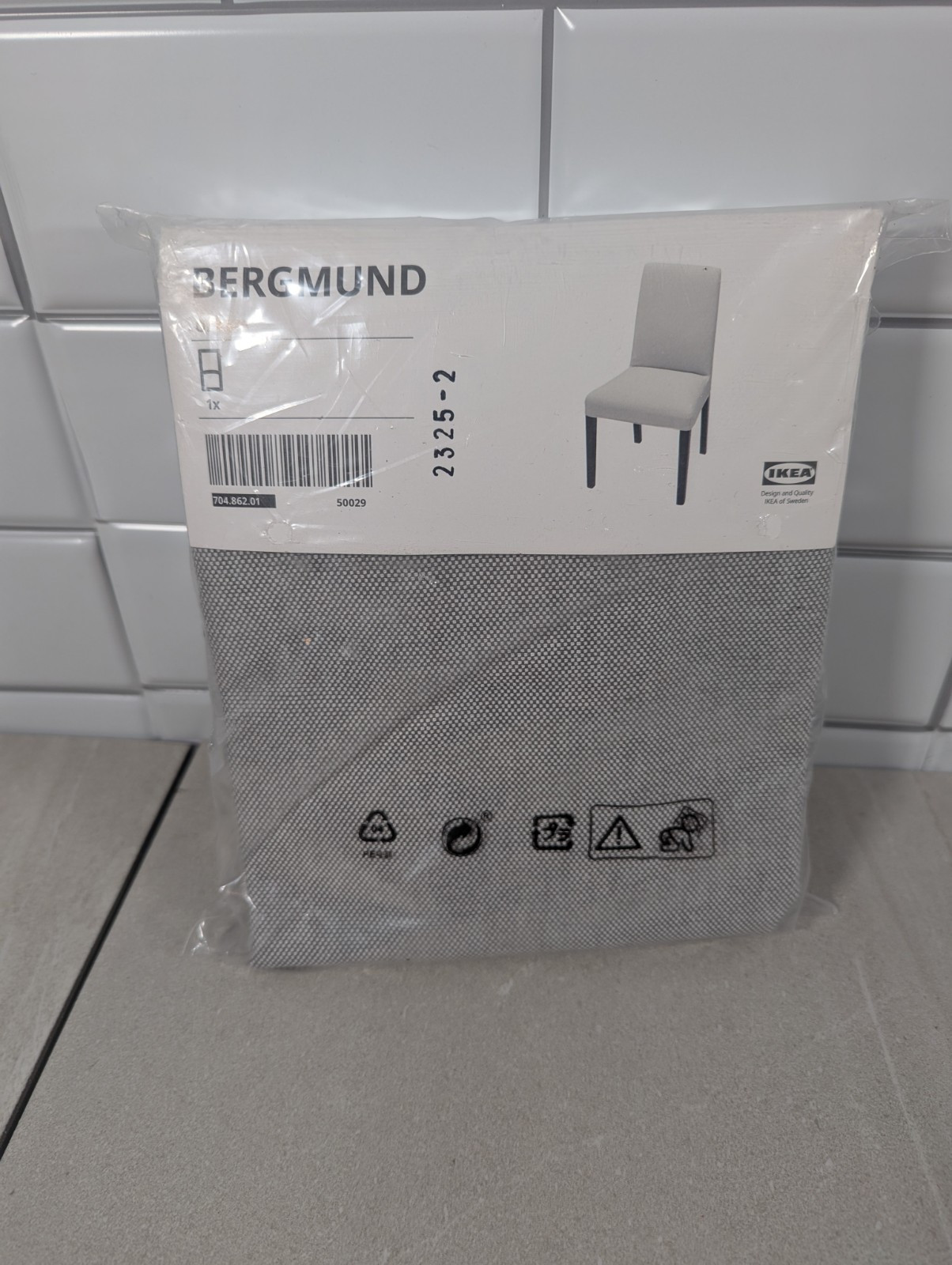 IKEA Bergmund Orrsta Chair Cover 704.862.01 Light Gray Cotton Blend Fabric