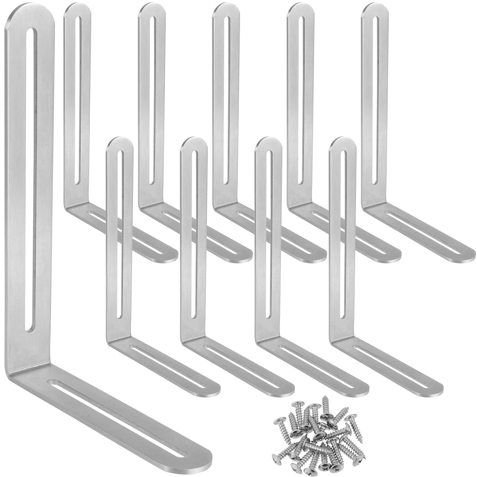 10 Pack 6.5×4.72 In Adjustable Corner Braces Stainless Steel L Slot Bracket