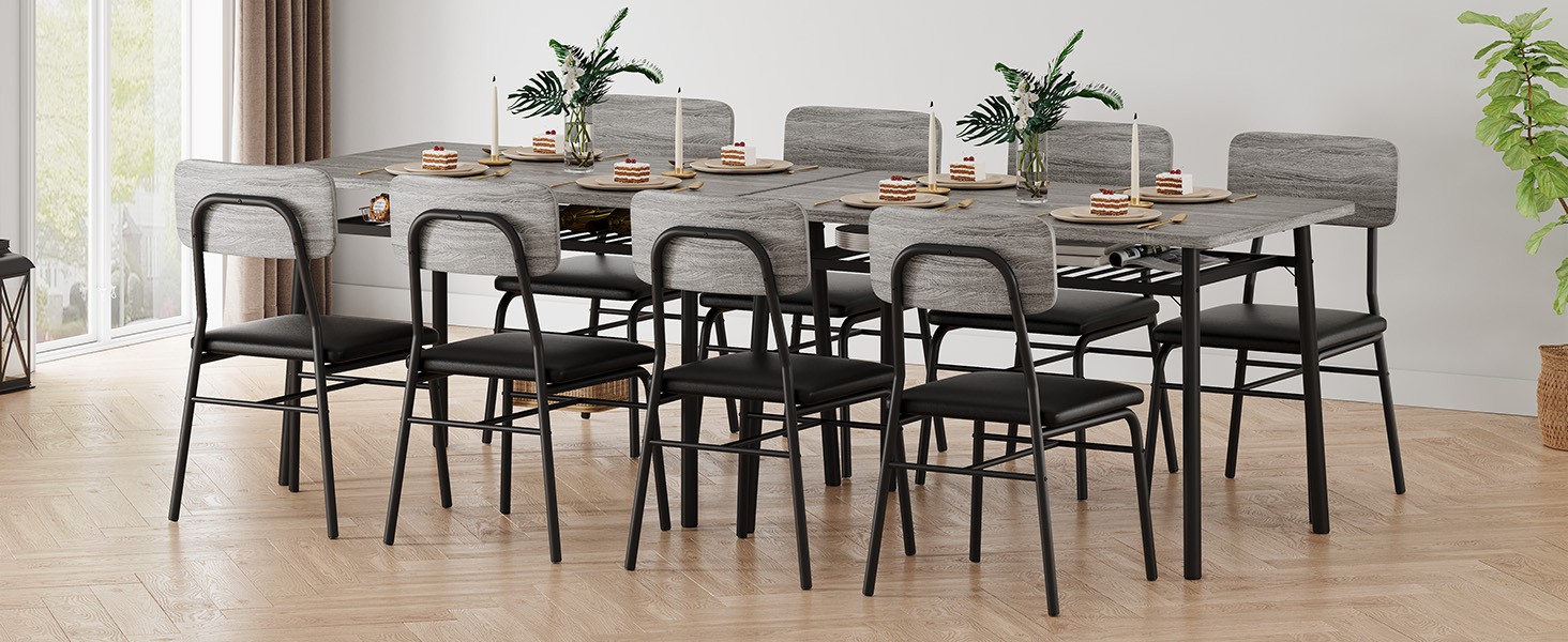 Dining Table Set for 4 with Storage Rack, 5-Piece Kitchen Table and Upholstered