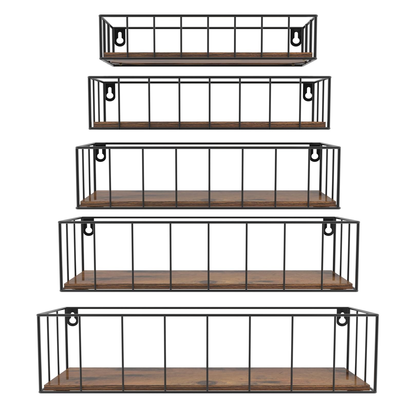 CRUGLA Floating Shelves Wall Mounted Set 5, Hanging Storage Wall Shelf Rail