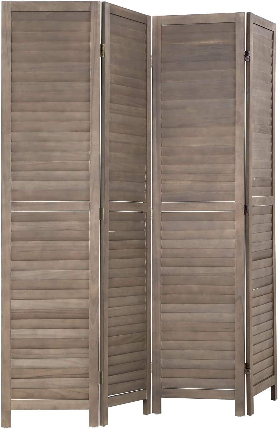 4 Panel Wood Room Divider 5.75 Ft Tall Wall Divider 68.9″ x 15.75″ Each Panel