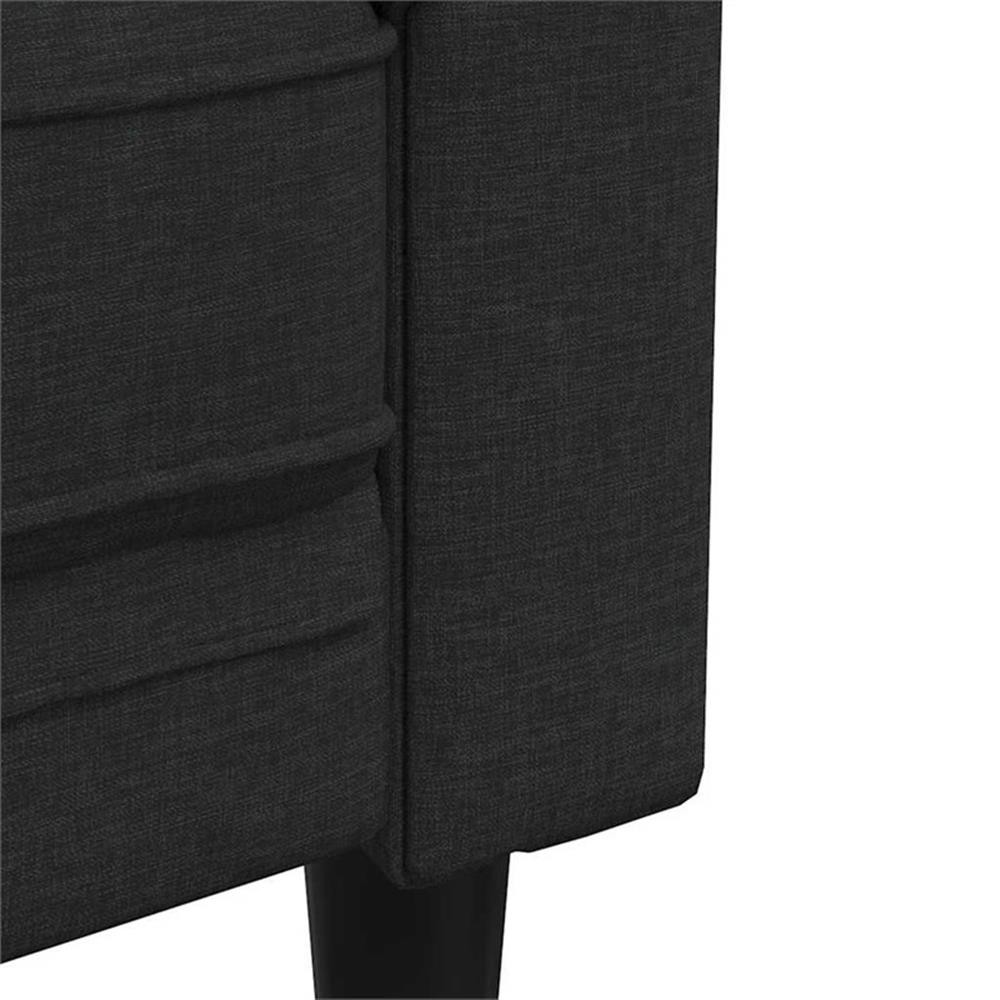Pemberly Row Modern Fabric Polyester Chesterfield Sofa in Black