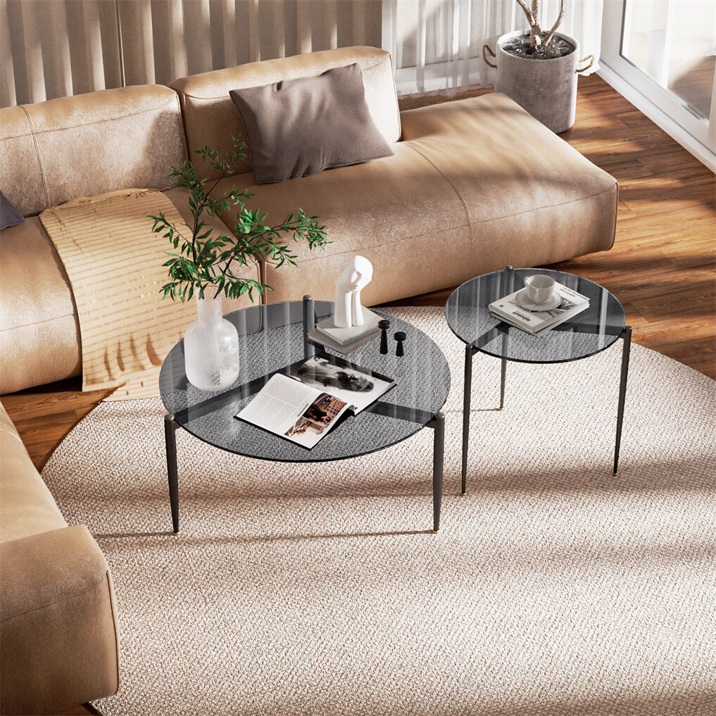 20/31in Luxury Tempered Glass Coffee Table Transparent Modern End Side Table Art