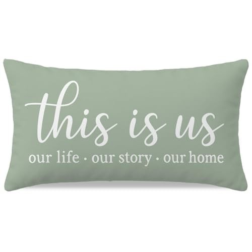 Decorative Pillow Cover 12×20 Inch Lumbar 20″ x 12″ (Pack of 1) Sage Green