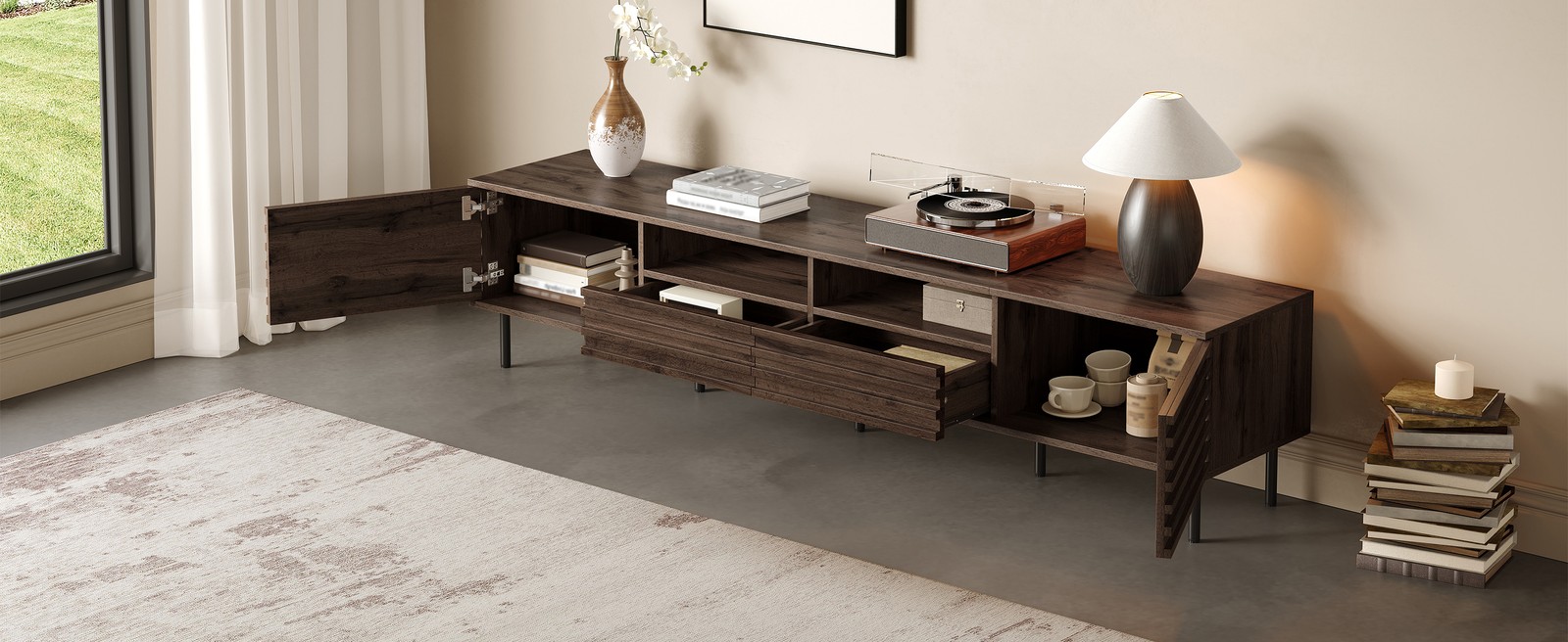 78″ Modern TV Stand for TVs up to 85″, Entertainment Center with Storage