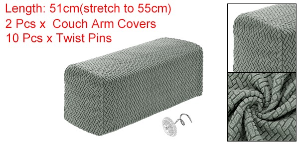 2 Pcs 19.6″- 21.6″ Grey Couch Arm Covers Stretch Sofa Armrest Cover
