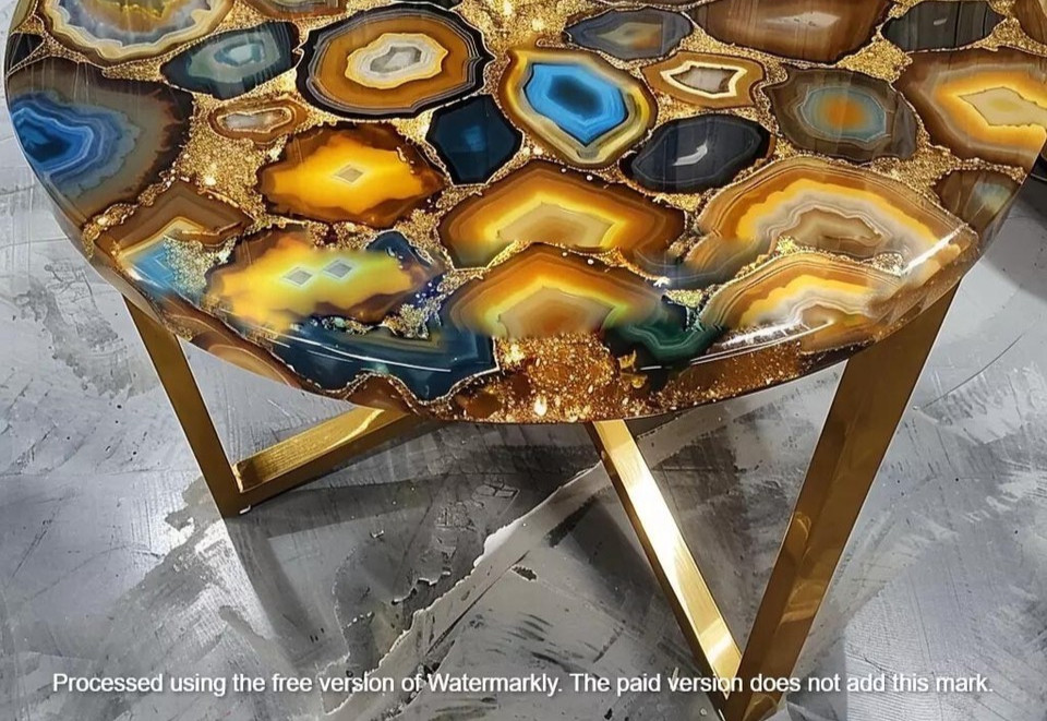Natural Wild Agate Luxury Coffee Table, Center Geode Agate Living Room Furniture