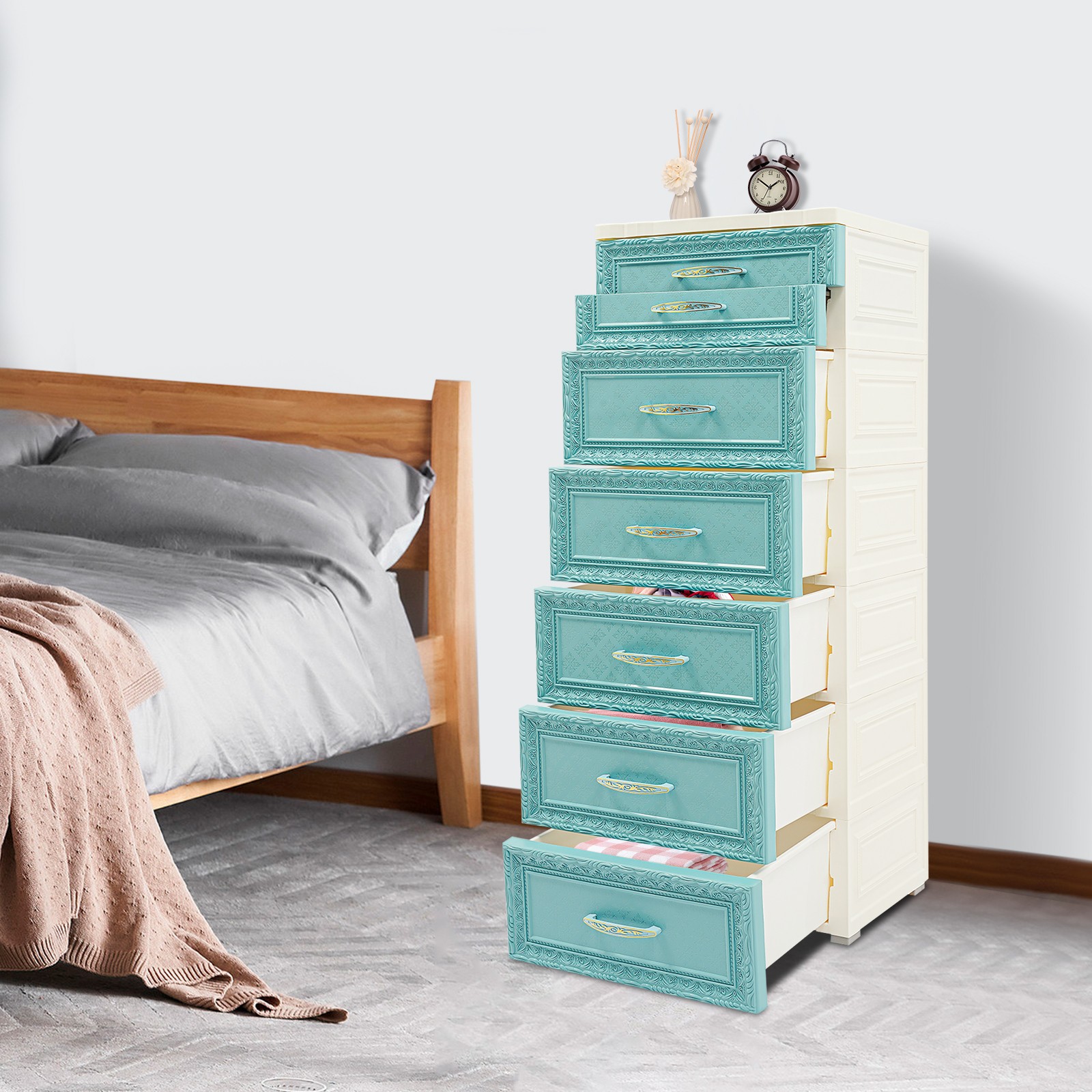 Dresser for Bedroom with 7 Drawers Tall Wood Chest of Drawers 7 Drawer Dresser