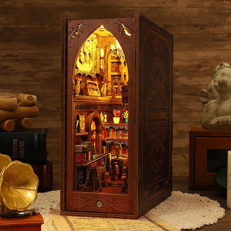 My Secret Library Book Nook – Book Shelf Insert – Bookcase with Light 