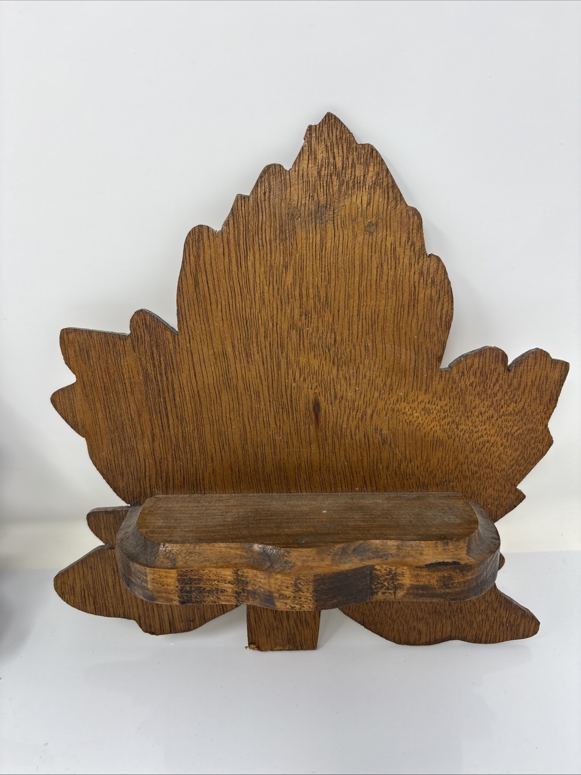 Vtg Pair Of Handmade Wood Maple Leaf Knick Knack Shelves Imperfect READ Granny