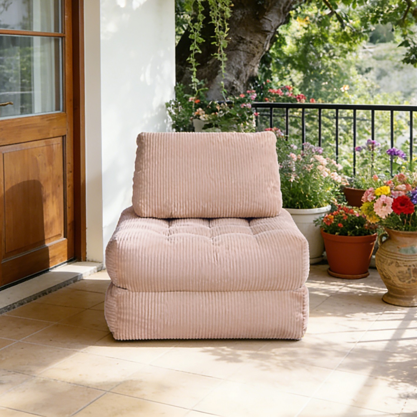 Corduroy Fabric Beanbag Couch for Living Room, Bedroom & Dorm, Cozy Fluffy Cloud