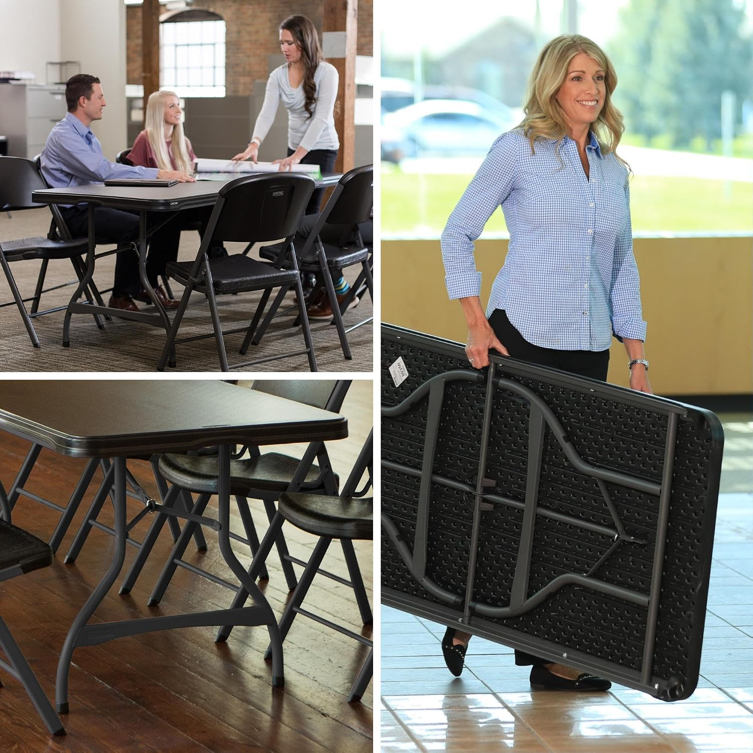 Lifetime 6-Foot Nesting Folding Table, Commercial, Black