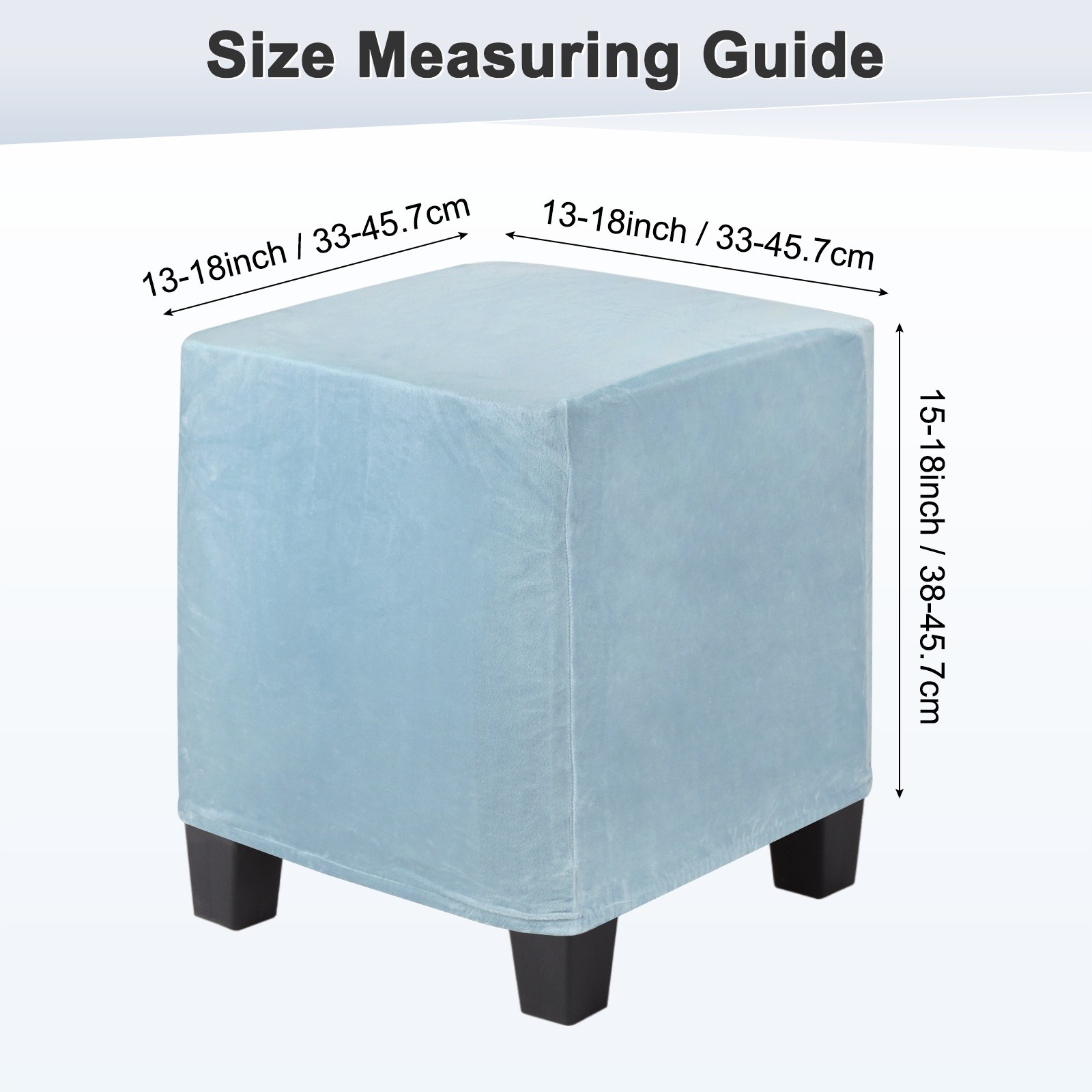 1-Pack 13″x13″x15″ Stretch Square Ottoman covers Footstool Protector Light Blue