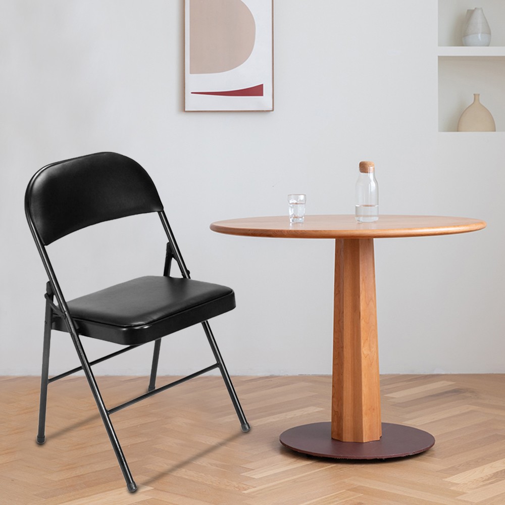 4 Pack Black Stackable Folding Plastic Chairs Commercial Seat for Events Office