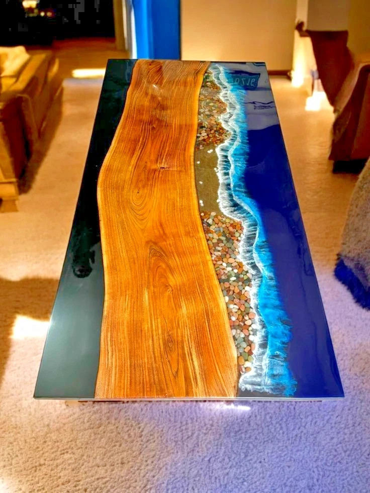 Walnut Epoxy Resin Bar Counter Top 60×36 Live Edge Custom