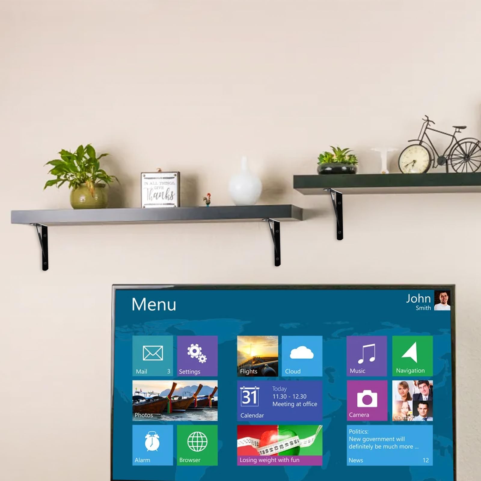 12 Pack Heavy Duty Shelf Brackets, 8 in x 5 in Wall Mount Steel L Shelf Brack…